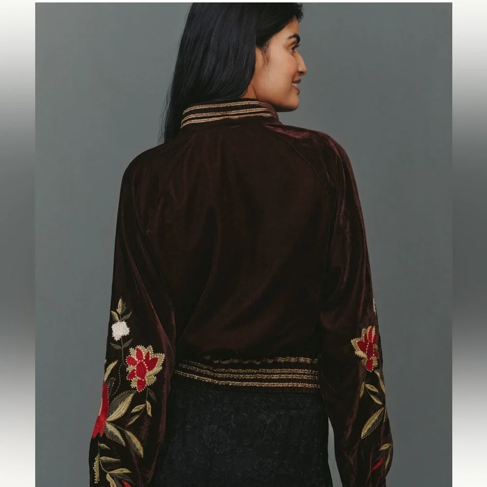 New with tags! By Anthropologie Velvet
Embroidered Bomber Jacket - Picture 3 of 3